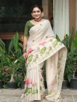 FANCY LINEN TISSUE SILK DIGITAL PRINTED WORK SAREE WITH UNSTITCHED BLOUSE DAILY WEAR WHOLESALE PRICE ETHNIC GARMENT (2)