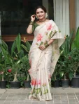 FANCY LINEN TISSUE SILK DIGITAL PRINTED WORK SAREE WITH UNSTITCHED BLOUSE DAILY WEAR WHOLESALE PRICE ETHNIC GARMENT (2)
