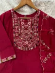 FANCY MANGO SILK MULTI EMBROIDERY & REAL MIRROR WITH HAND WORK TOP BOTTOM WITH DUPATTA FESTIVE WEAR WHOLESALE PRICE ETHNIC GARMENT (8)