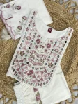 FANCY MANGO SILK MULTI EMBROIDERY & REAL MIRROR WITH HAND WORK TOP BOTTOM WITH DUPATTA WHITE