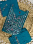 FANCY MANGO SILK MULTI EMBROIDERY & REAL MIRROR WITH HAND WORK TOP BOTTOM WITH DUPATTA RAMA