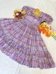 FANCY MUL CHANDERI CHECKS FLORAL PRINT WORK ONE PIECE DRESS DAILY WEAR WHOLESALE PRICE ETHNIC GARMENT (5)