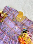 FANCY MUL CHANDERI CHECKS FLORAL PRINT WORK ONE PIECE DRESS DAILY WEAR WHOLESALE PRICE ETHNIC GARMENT (5)