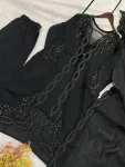 FANCY MUL CHANDERI PLAIN TOP SEQUENCE EMBROIDERY WITH CUT WORK SHRUG BOTTOM WITH DUPATTA FESTIVE WEAR WHOLESALE PRICE ETHNIC GARMENT (1)