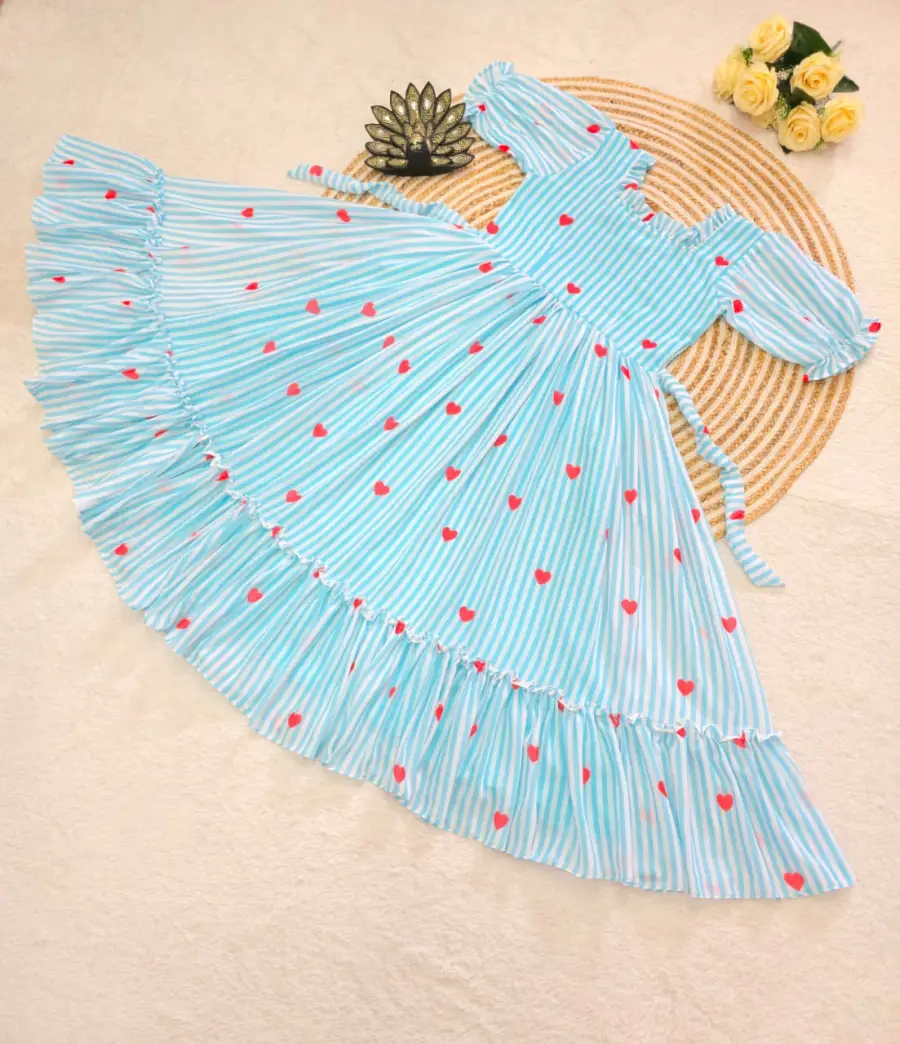 FANCY MUL CHANDERI PRINTED WORK ONE PIECE DRESS DAILY WEAR WHOLESALE PRICE ETHNIC GARMENT (12)