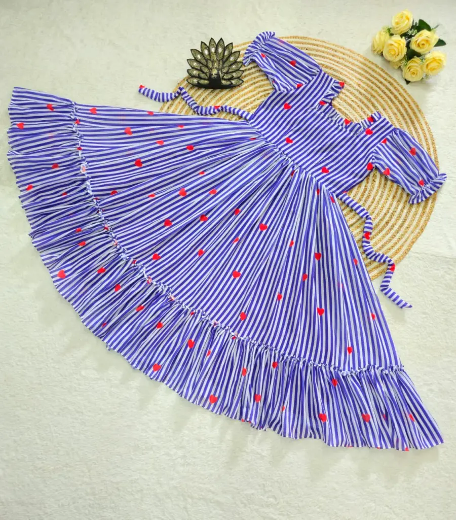 FANCY MUL CHANDERI PRINTED WORK ONE PIECE DRESS DAILY WEAR WHOLESALE PRICE ETHNIC GARMENT (8)