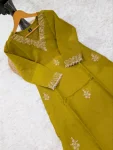 FANCY MUL CHANDERI SEQUENCE EMBROIDERY WORK TOP BOTTOM WITH DUPATTA FESTIVE WEAR WHOLESALE PRICE ETHNIC GARMENT (1)