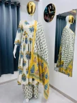 FANCY MUSLIN DIGITAL PRINT WORK GOWN PALAZZO WITH DUPATTA FESTIVE WEAR WHOLESALE PRICE ETHNIC GARMENT (1)