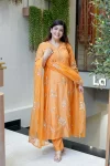 FANCY MUSLIN EMBROIDERY HANDWORK TOP BOTTOM WITH DUPATTA FESTIVE WEAR WHOLESALE PRICE ETHNIC GARMENT (4)