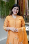 FANCY MUSLIN EMBROIDERY HANDWORK TOP BOTTOM WITH DUPATTA FESTIVE WEAR WHOLESALE PRICE ETHNIC GARMENT (4)