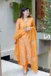 FANCY MUSLIN EMBROIDERY HANDWORK TOP BOTTOM WITH DUPATTA FESTIVE WEAR WHOLESALE PRICE ETHNIC GARMENT (4)