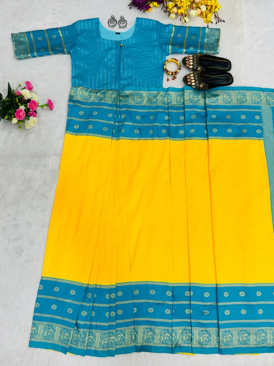 FANCY MYSORE SILK JACQUARD WORK GOWN SAREE FESTIVE WEAR WHOLESALE PRICE ETHNIC GARENT (4)