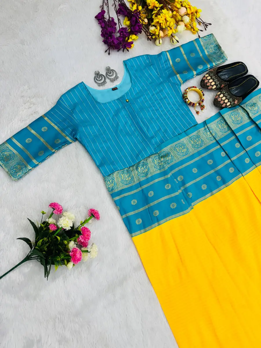 FANCY MYSORE SILK JACQUARD WORK GOWN SAREE FESTIVE WEAR WHOLESALE PRICE ETHNIC GARENT (5)