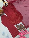 FANCY NATURAL CREPE EMBROIDERY 3 MM SEQUENCE WORK WITH CUTWORK TOP PATIYALA WITH DUPATTA FESTIVE WEAR WHOLESALE PRICE ETHNIC GARMENT (21)