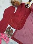 FANCY NATURAL CREPE EMBROIDERY 3 MM SEQUENCE WORK WITH CUTWORK TOP PATIYALA WITH DUPATTA FESTIVE WEAR WHOLESALE PRICE ETHNIC GARMENT (21)