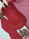 FANCY NATURAL CREPE EMBROIDERY 3 MM SEQUENCE WORK WITH CUTWORK TOP PATIYALA WITH DUPATTA FESTIVE WEAR WHOLESALE PRICE ETHNIC GARMENT (21)