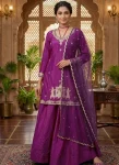 FANCY NATURAL CREPE EMBROIDERY SEQUENCE HANDWORK TOP LEHENGA WITH DUPATTA PURPLE