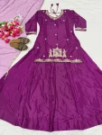 FANCY NATURAL CREPE EMBROIDERY SEQUENCE HANDWORK TOP LEHENGA WITH DUPATTA FESTIVE WEAR WHOLESALE PRICE ETHNIC GARMENT (3)