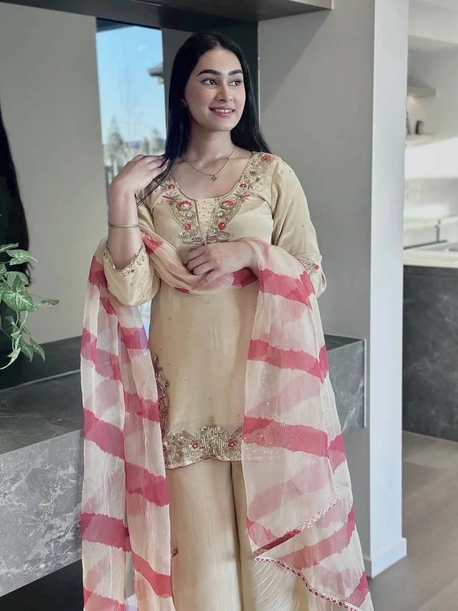 FANCY NATURAL CREPE SILK EMBROIDERY AND SEQUENCE WORK TOP PALAZZO WITH DUPATTA FESTIVE WEAR WHOLESALE PRICE ETHNIC GARMENT (4)