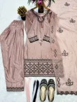 FANCY NATURAL CREPE SILK EMBROIDERY THREAD WORK TOP PATIYALA WITH DUPATTA FESTIVE WEAR WHOLESALE PRICE ETHNIC GARMENT (5)