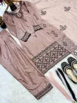 FANCY NATURAL CREPE SILK EMBROIDERY THREAD WORK TOP PATIYALA WITH DUPATTA FESTIVE WEAR WHOLESALE PRICE ETHNIC GARMENT (5)