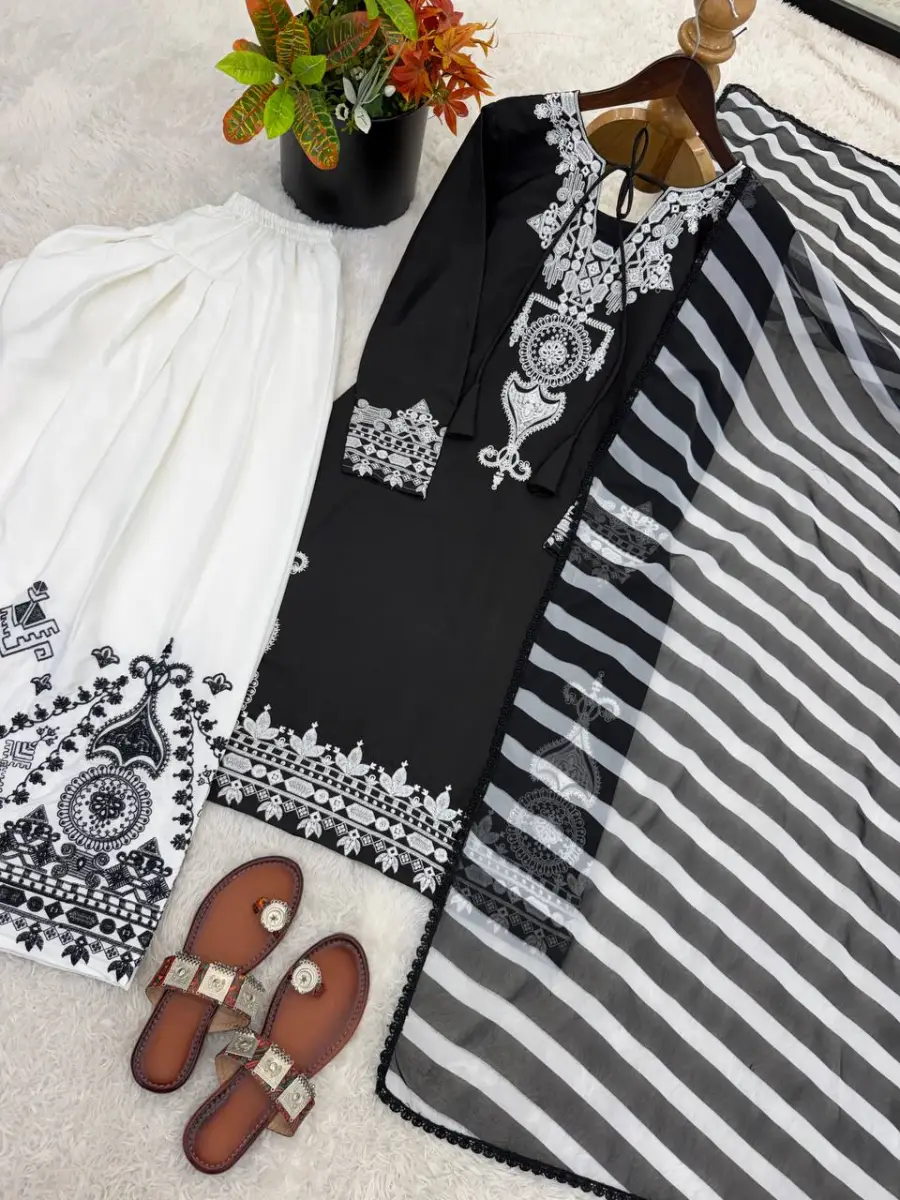 FANCY NATURAL CREPE SILK EMBROIDERY WORK TOP PATIYALA WITH DUPATTA FESTIVE WEAR WHOLESALE PRICE ETHNIC GARMENT (1)