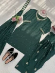 FANCY NATURAL CREPE THREAD WITH SEQUENCE WORK& PEARL WORK TOP PATIYALA WITH DUPATTA FESTIVE WEAR WHOLESALE PRICE ETHNIC GARMENT (6)