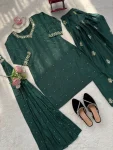 FANCY NATURAL CREPE THREAD WITH SEQUENCE WORK& PEARL WORK TOP PATIYALA WITH DUPATTA FESTIVE WEAR WHOLESALE PRICE ETHNIC GARMENT (6)