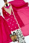 FANCY NATURAL SILK EMBROIDERY CHAIN SEQUENCE WITH FANCY CUT WORK TOP PALAZZO WITH DUPATTA FESTIVE WEAR WHOLESALE PRICE ETHNIC GARMENT (3)