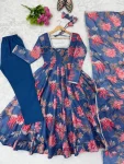 FANCY ORGANZA FLORAL PRINT WORK GOWN BOTTOM WITH DUPATTA FESTIVE WEAR WHOLESALE PRICE ETHNIC GARMENT (11)