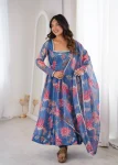 FANCY ORGANZA FLORAL PRINT WORK GOWN BOTTOM WITH DUPATTA FESTIVE WEAR WHOLESALE PRICE ETHNIC GARMENT (11)
