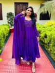 FANCY RANGOLI SEQUENCE AND BEADS WORK GOWN WITH DUPATTA PURPLE