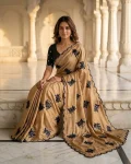 FANCY RANGOLI SILK EMBROIDERY THREAD WITH SEQUENCE WORK SCALLOPED CUTWORK SAREE WITH UNSTITCHED BLOUSE FESTIVE WEAR WHOLESALE PRICE ETHNIC GARMENT (4)