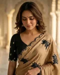 FANCY RANGOLI SILK EMBROIDERY THREAD WITH SEQUENCE WORK SCALLOPED CUTWORK SAREE WITH UNSTITCHED BLOUSE FESTIVE WEAR WHOLESALE PRICE ETHNIC GARMENT (4)