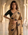 FANCY RANGOLI SILK EMBROIDERY THREAD WITH SEQUENCE WORK SCALLOPED CUTWORK SAREE WITH UNSTITCHED BLOUSE FESTIVE WEAR WHOLESALE PRICE ETHNIC GARMENT (4)