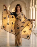 FANCY RANGOLI SILK EMBROIDERY THREAD WITH SEQUENCE WORK SCALLOPED CUTWORK SAREE WITH UNSTITCHED BLOUSE FESTIVE WEAR WHOLESALE PRICE ETHNIC GARMENT (4)