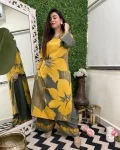 FANCY RAYON COTTON DIGITAL PRINT WORK CO-ORD SET YELLOW
