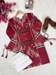 FANCY RAYON COTTON DIGITAL PRINTED WORK TOP PENT SET CASUAL WEAR WHOLESALE PRICE ETHNIC GARMENT (3)