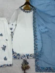 FANCY RAYON COTTON EMBROIDERY AND SEQUENCE WORK TOP PALAZZO WITH DUPATTA FESTIVE WEAR WHOLESALE PRICE ETHNIC GARMENT (5)