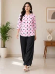 FANCY RAYON DIGITAL PRINT WORK TOP PALAZZO SET BABY PINK