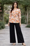 FANCY  RAYON DIGITAL PRINT WORK TOP PALAZZO SET ORANGE