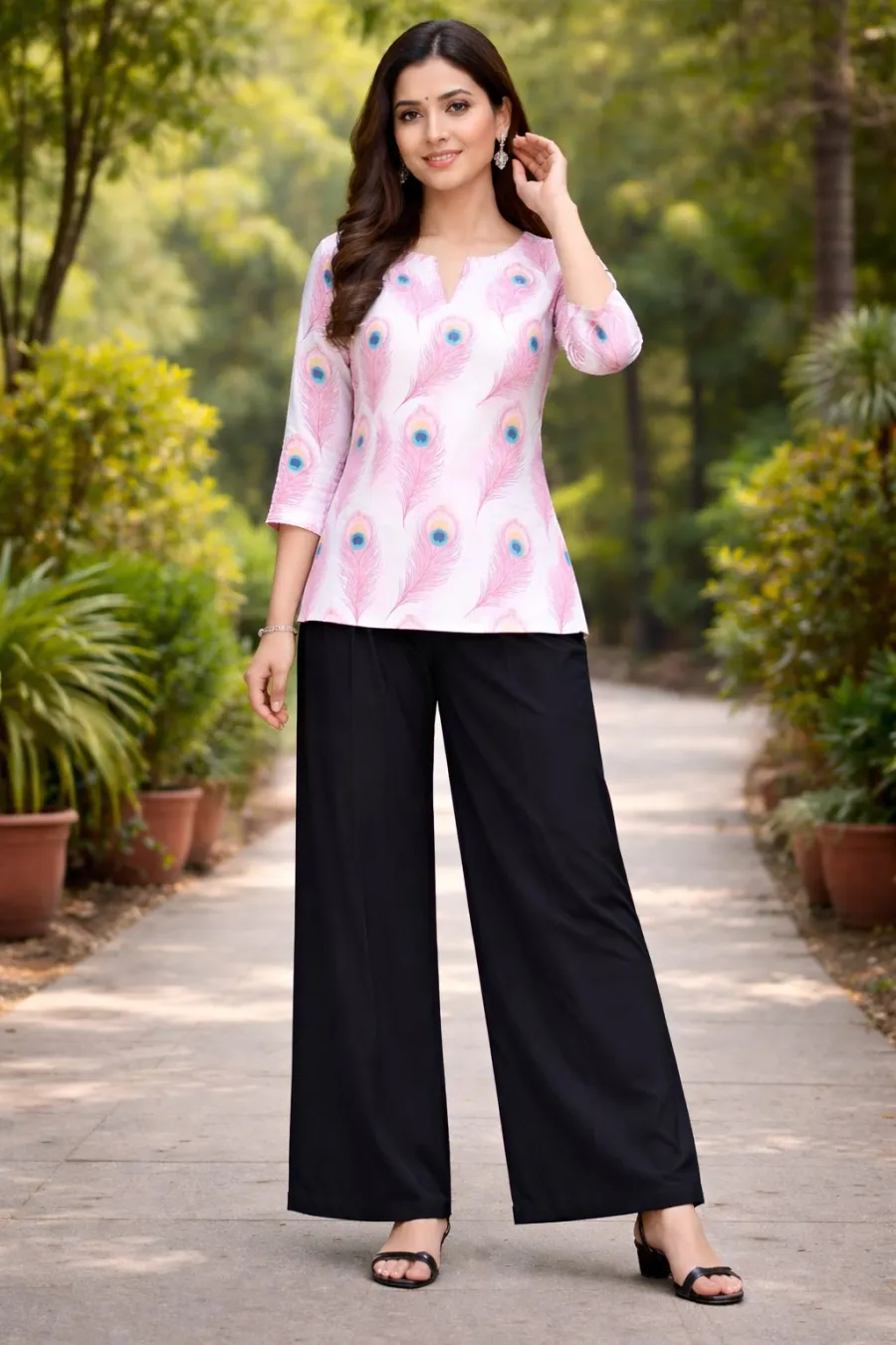 FANCY RAYON DIGITAL PRINT WORK TOP PALAZZO SET DAILY WEAR WHOLESALE PRICE ETHNIC GARMENT (14)