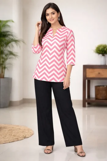 FANCY  RAYON DIGITAL PRINT WORK TOP PALAZZO SET BABY PINK