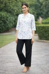 FANCY RAYON DIGITAL PRINT WORK TOP PALAZZO SET WHITE