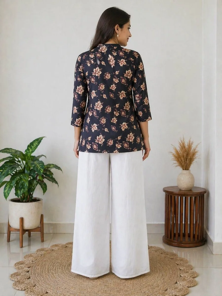 FANCY RAYON DIGITAL PRINT WORK TOP PALAZZO SET OFFICE WEAR WHOLESALE PRICE ETHNIC GARMENT (1)