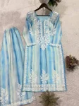 FANCY RAYON EMBROIDERY WORK KURTI PALAZZO SET OFFICE WEAR WHOLESALE PRICE ETHNIC GARMENT (1)