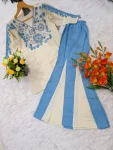 FANCY RAYON SEQUENCE EMBROIDERY WORK TOP PALAZZO SET PARTY WEAR WHOLESALE PRICE ETHNIC GARMENT (2)