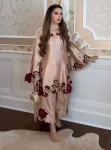 FANCY ROMAN GLASS EMBROIDERY SEQUENCE AND MULTI WORK TOP PALAZZO WITH DUPATTA CREAM