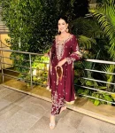 FANCY ROMAN GLASS SILK EMBROIDERY WITH 3 MM RAINBOW SEQUENCE WORK TOP PALAZZO WITH DUPATTA FESTIVE WEAR WHOLESALE PRICE ETHNIC GARMENT (2)