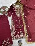 FANCY ROMAN GLASS SILK EMBROIDERY WITH 3 MM RAINBOW SEQUENCE WORK TOP PALAZZO WITH DUPATTA FESTIVE WEAR WHOLESALE PRICE ETHNIC GARMENT (2)